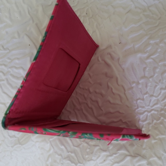 Lilly Pulitzer Mini Wallet Printed Gold Metallic Logo Pink Green Womens One Size - Picture 9 of 12